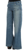 Blue Wash Cotton Blend Wide Legs Jeans