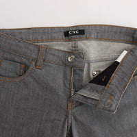 Gray Cotton Regular Fit Denim Jeans