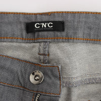 Gray Cotton Regular Fit Denim Jeans