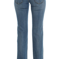 Blue Cotton Slim Fit Cropped Jeans