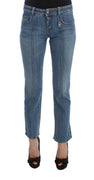 Blue Cotton Slim Fit Cropped Jeans