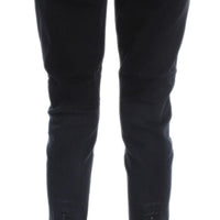 Black Cotton Slim Fit Cropped Jeans