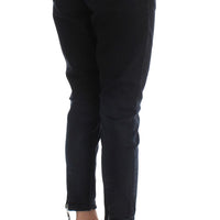 Black Cotton Slim Fit Cropped Jeans