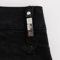 Black Cotton Slim Fit Cropped Jeans