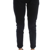 Black Cotton Slim Fit Cropped Jeans