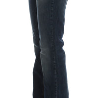 Blue Cotton Blend Bootcut Jeans