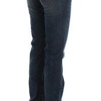 Blue Cotton Blend Bootcut Jeans