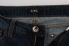 Blue Cotton Blend Bootcut Jeans