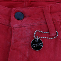 Red Cotton Blend Super Slim Fit Jeans