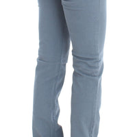 Blue Cotton Blend Slim Fit Bootcut Jeans