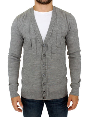 Gray wool cardigan sweater