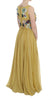 Yellow Silk Crystal Applique Shift Dress