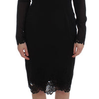 Black Silk Stretch Sheath Dress