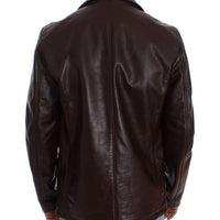 Brown Double Breasted Leather Jacket