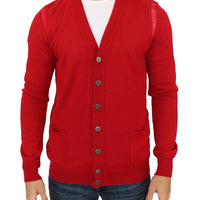 Red Wool Cardigan Sweater