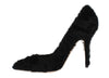 Black Xiangao Lamb Fur Leather Pumps