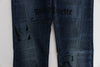 Blue Wash Cotton Blend Slim Fit Bootcut Jeans