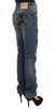 Blue Wash Cotton Blend Slim Fit Bootcut Jeans