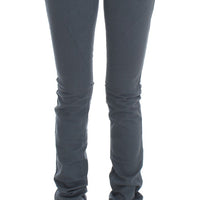 Blue Cotton Blend Slim Fit High Waist Jeans