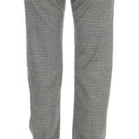 Black White Checkered Cotton Casual Pants