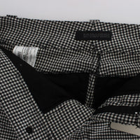 Black White Checkered Cotton Casual Pants