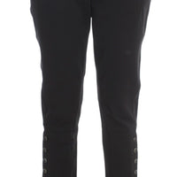 Black Cotton Blend Capri Cropped Pants