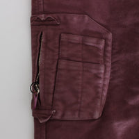 Bordeaux Cotton Cropped Cargo Pants