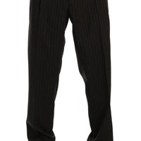 Gray Striped Wool Stretch Formal Pants