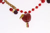 Gold Red Apple Fruit Crystal Charms Necklace