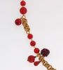 Gold Red Apple Fruit Crystal Charms Necklace