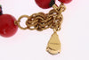 Gold Red Apple Fruit Crystal Charms Necklace