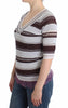 Striped Lace V-Neck Short Sleeve Top Sweater