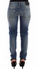 Blue Slim Jeans Denim Pants Straight Stretch