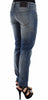 Blue Slim Jeans Denim Pants Straight Stretch