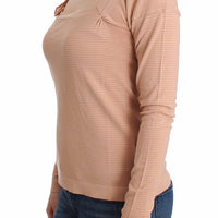 Orange Wool Blend Striped Long Sleeve Top