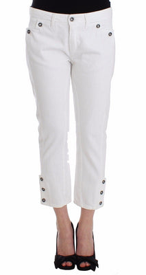 White Cropped Jeans Denim Pants Branded Capri