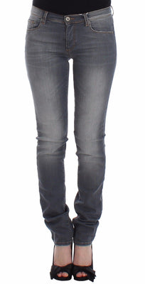 Gray Slim Jeans Denim Pants Skinny Leg Stretch