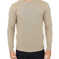 Beige Wool Cashmere Crewneck Pullover Sweater