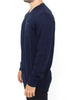 Blue Wool Blend V-neck Pullover Sweater