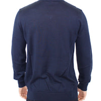 Blue Wool Blend V-neck Pullover Sweater