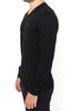 Black Wool Blend V-neck Pullover Sweater