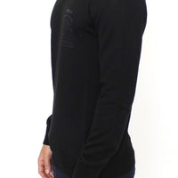 Black Wool Blend V-neck Pullover Sweater