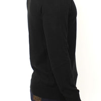 Black Wool Blend V-neck Pullover Sweater