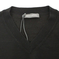 Black Wool Blend V-neck Pullover Sweater