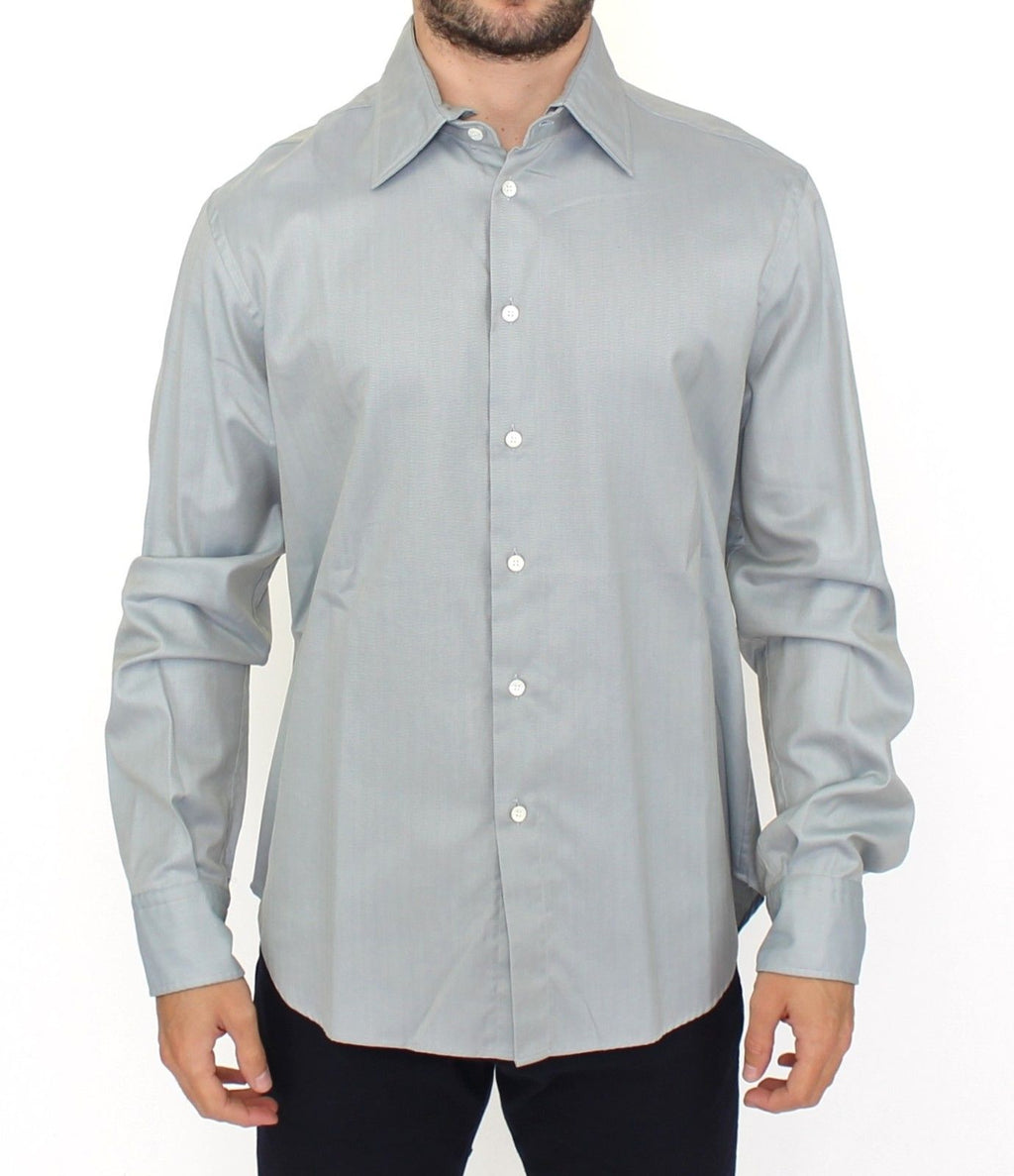 Gray Cotton Long Sleeve Casual Shirt Top