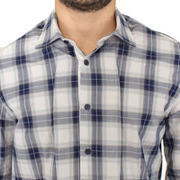 Blue Checkered Cotton Casual Shirt Top