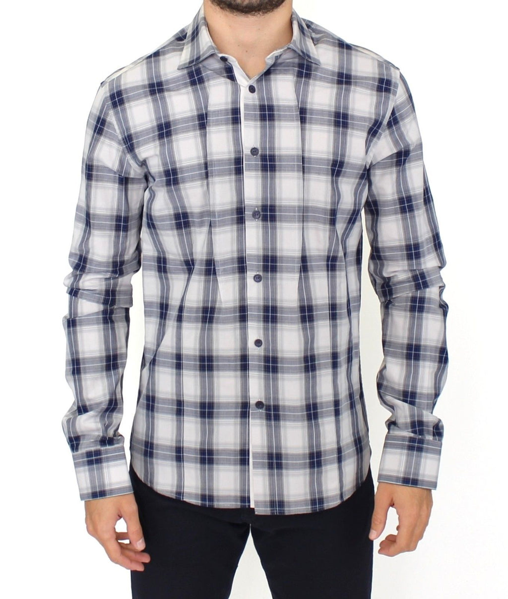 Blue Checkered Cotton Casual Shirt Top