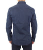 Blue Stretch Cotton Casual Long Sleeve Shirt