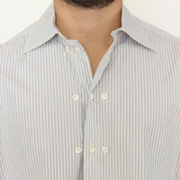 White Gray Striped Regular Fit Casual Shirt