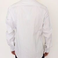 White Black Striped Regular Fit Casual Shirt